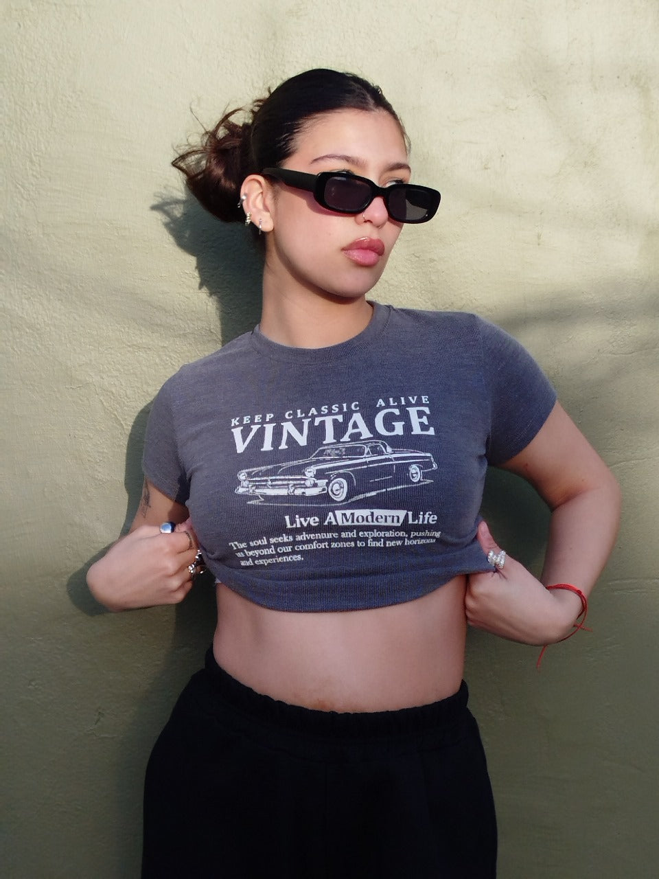 Baby Tee Gris Vintage