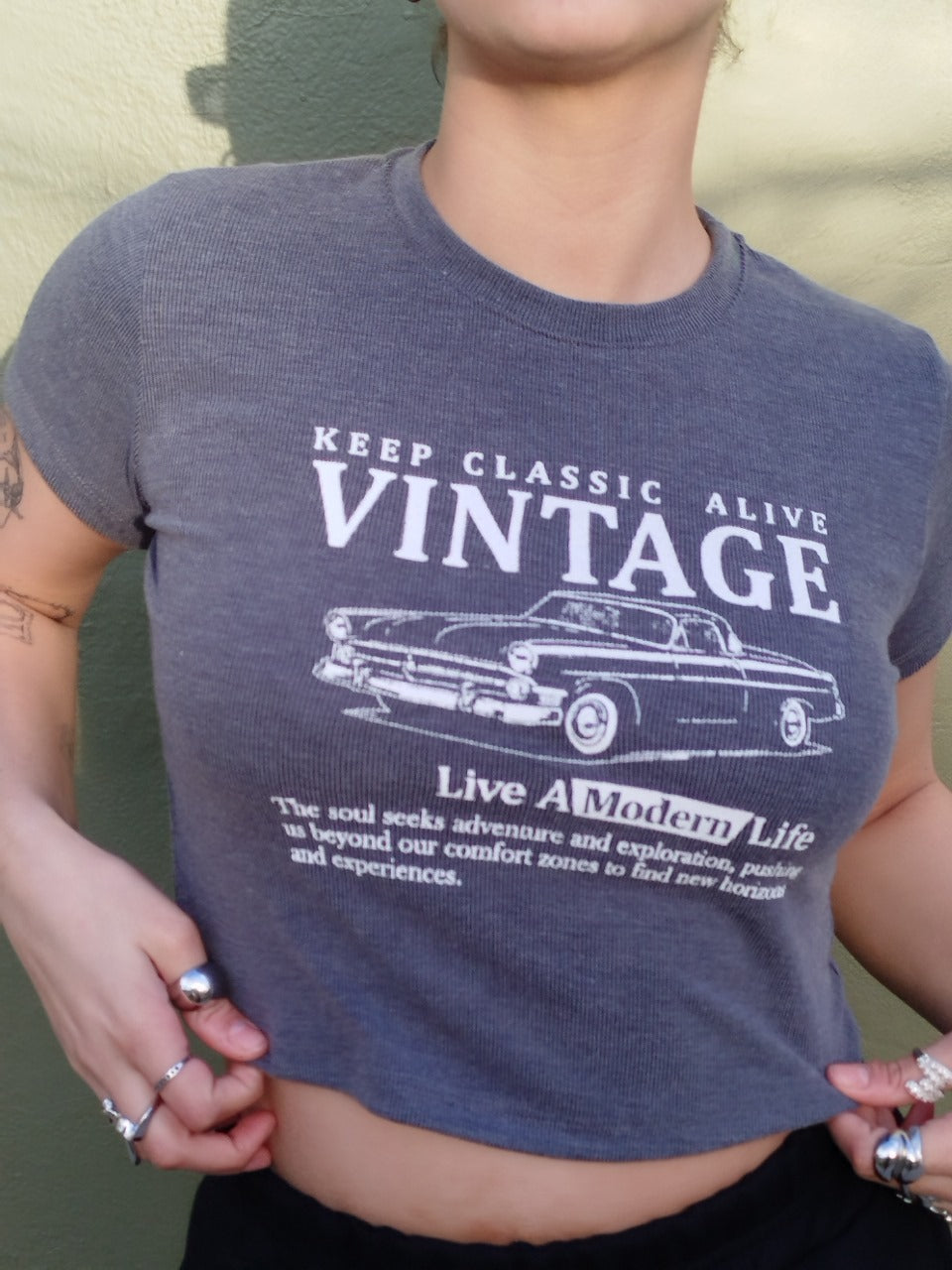 Baby Tee Gris Vintage